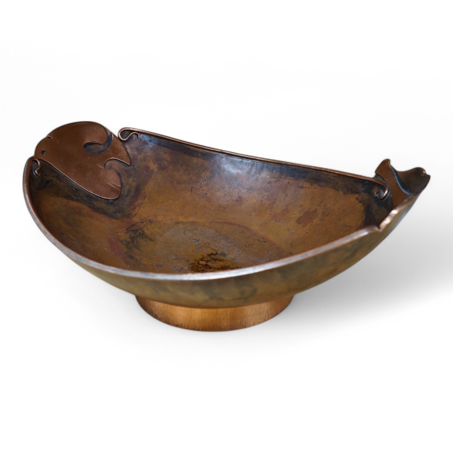 Sam Fanaroff, a copper dish, 34.5cm wide. Condition - fair